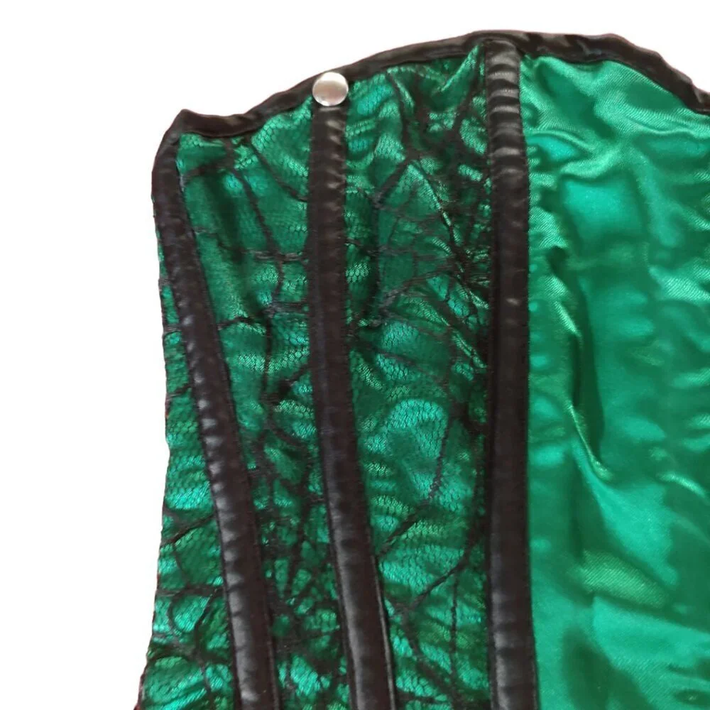 Burleska Green Satin and Lace Corset - Picture 2 of 11